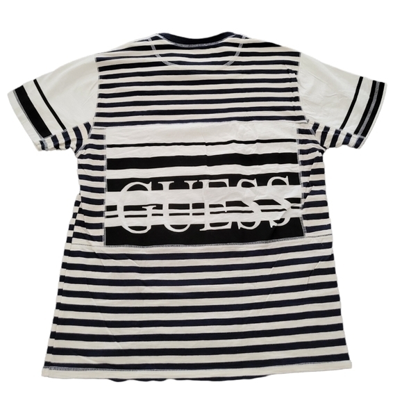 Vintage Stripes Blue, Black, and‎ white GUESS Logo T-shirt Size Medium - Picture 3 of 6